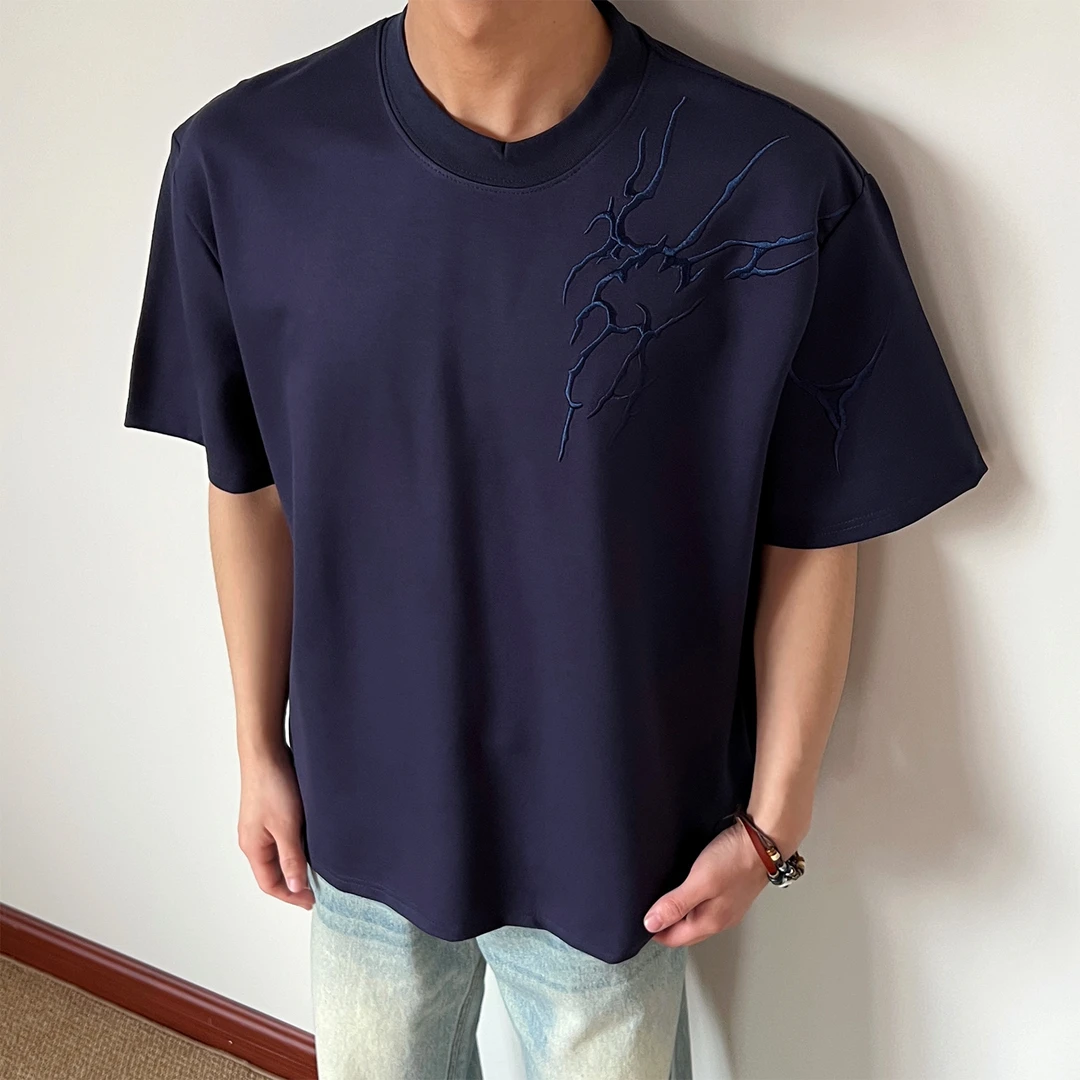 布老哥Blog夏季'锦棉罗马'肌理硬挺短袖cleanfit短宽显高T恤D124