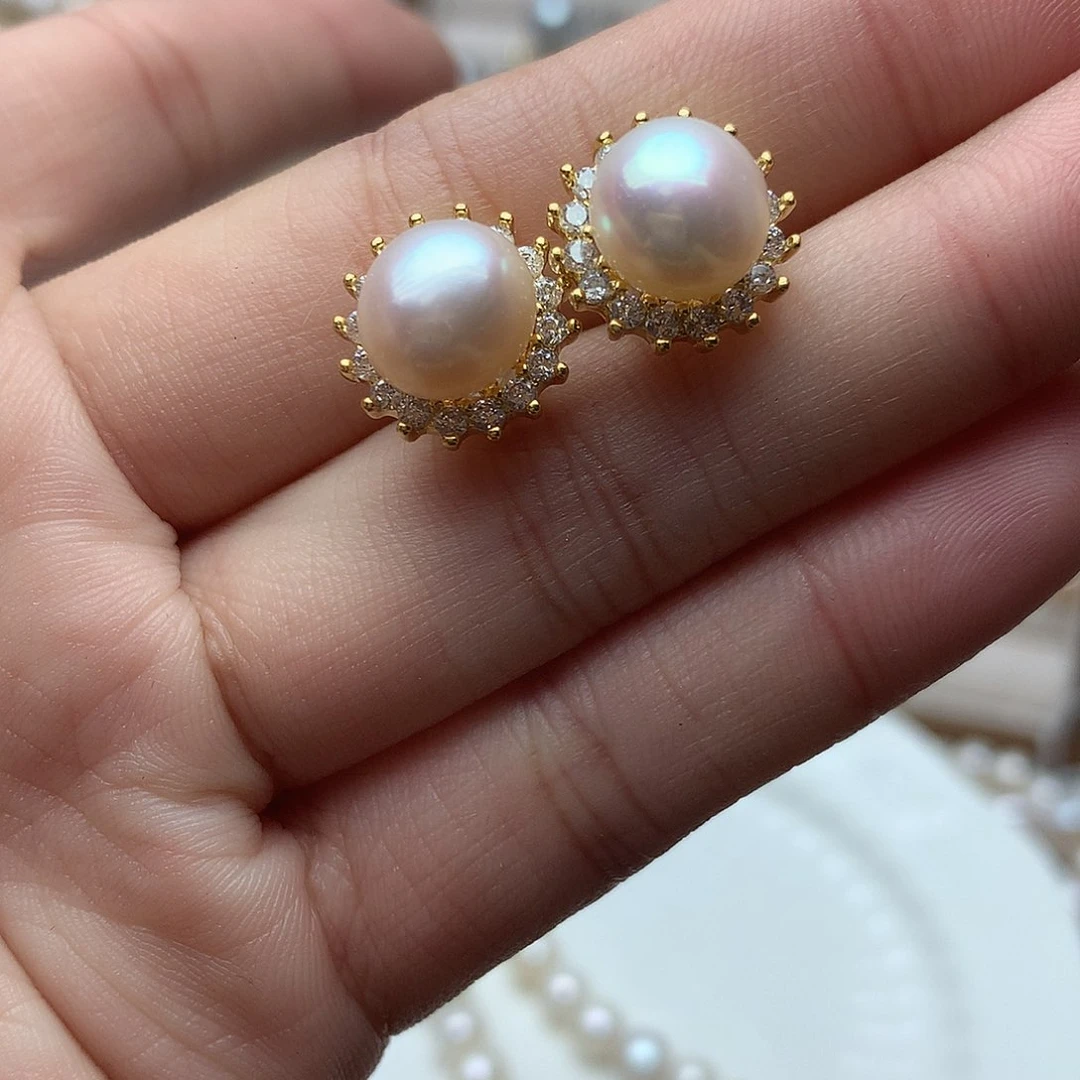 淡水珍珠8-9未镶嵌c133耳环