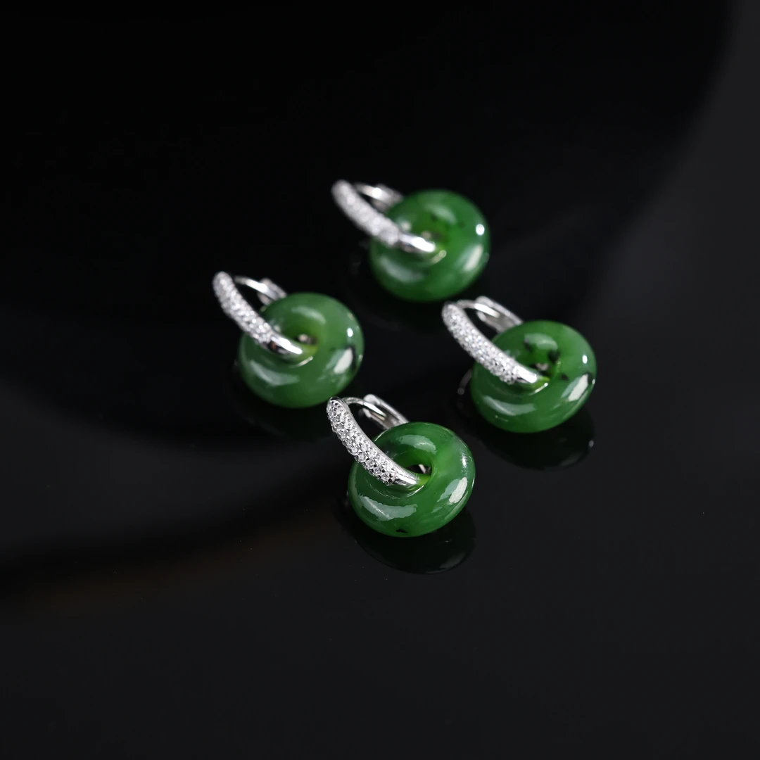 【举石臻选】TA0615-1000-13和田玉耳饰（一对/多样性发/约4*14mm）H