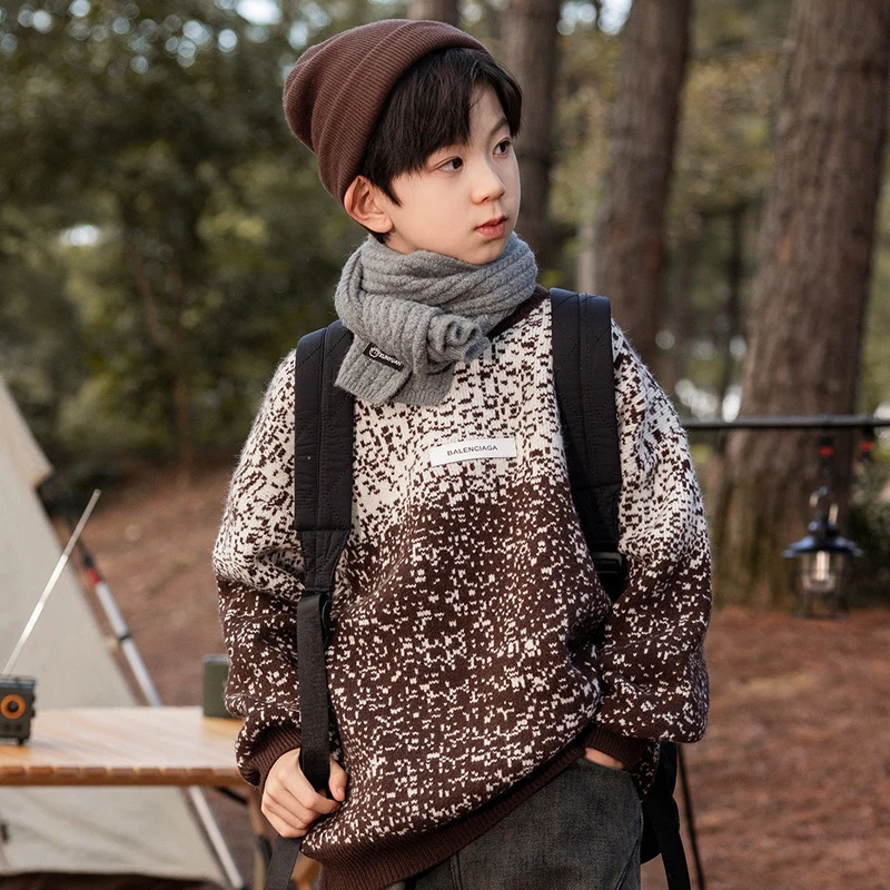 【断码清仓】中大童宽松毛衣男童百搭复古毛衫儿童保暖韩版上衣洋气