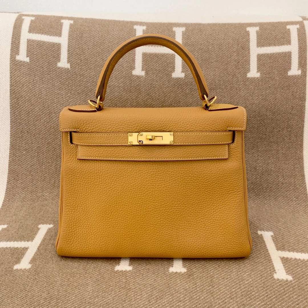 99新 Hermes/爱马仕 kelly 28 T togo 沙滩金0110m1