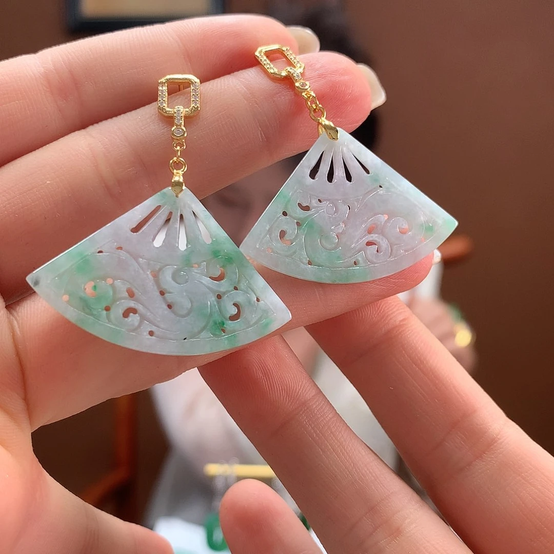 翡翠银S925镶嵌耳饰耳饰