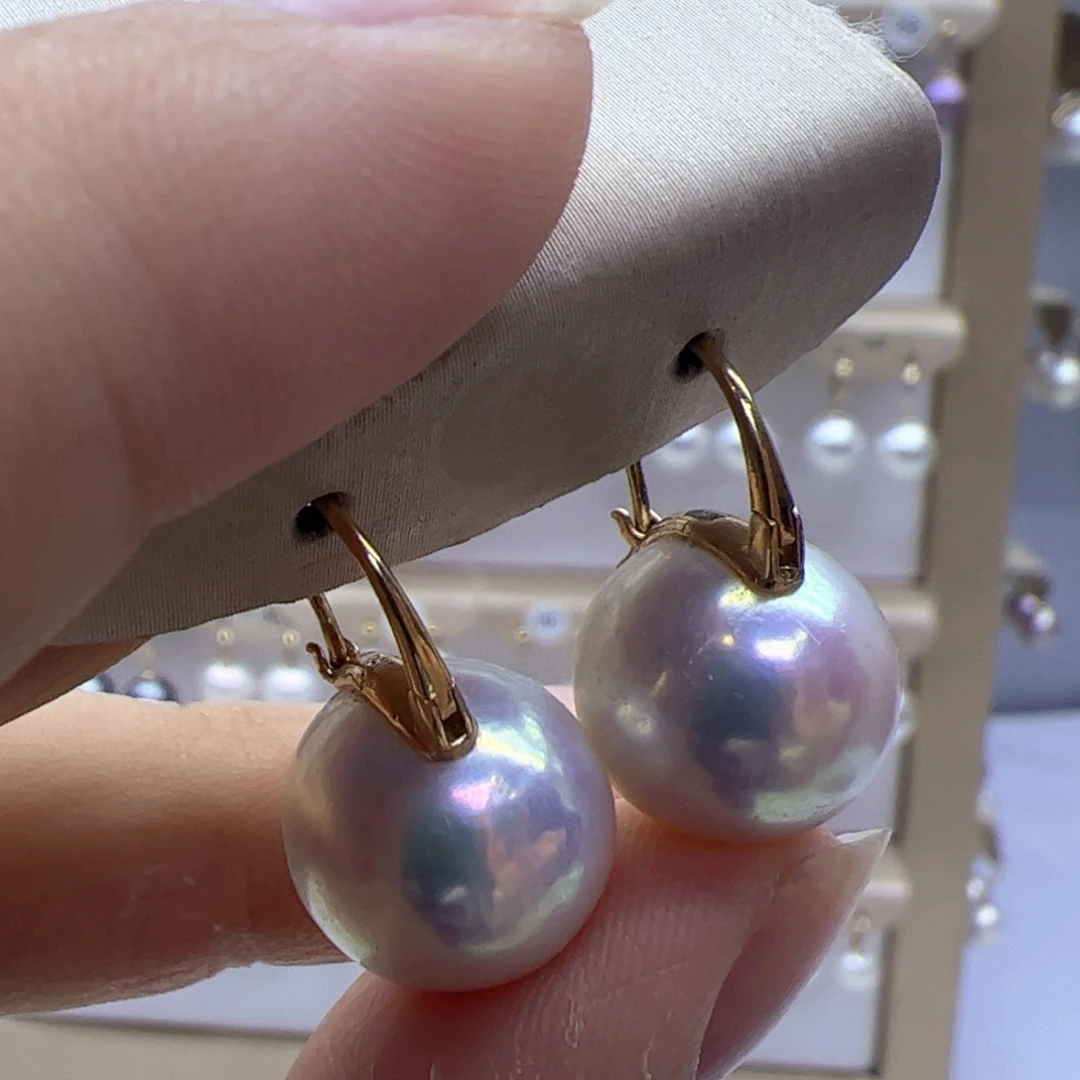 18K金镶嵌淡水珍珠耳饰