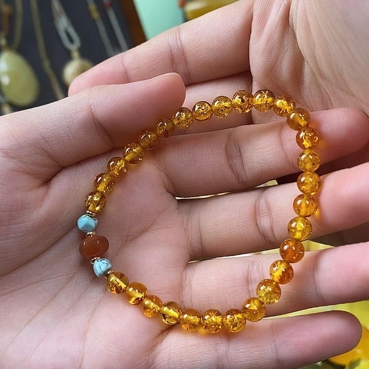 琥珀未镶嵌裸石手串