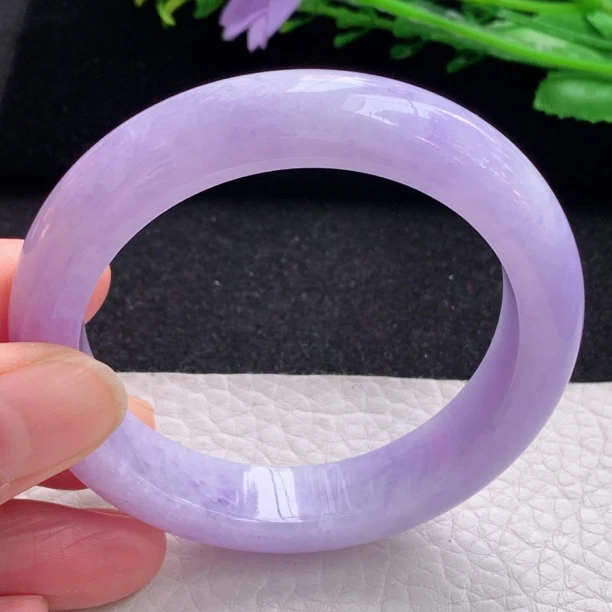 faa自然光54*12*8.6平安镯 缅甸翡翠a货手镯紫罗兰高档宽边玉手环