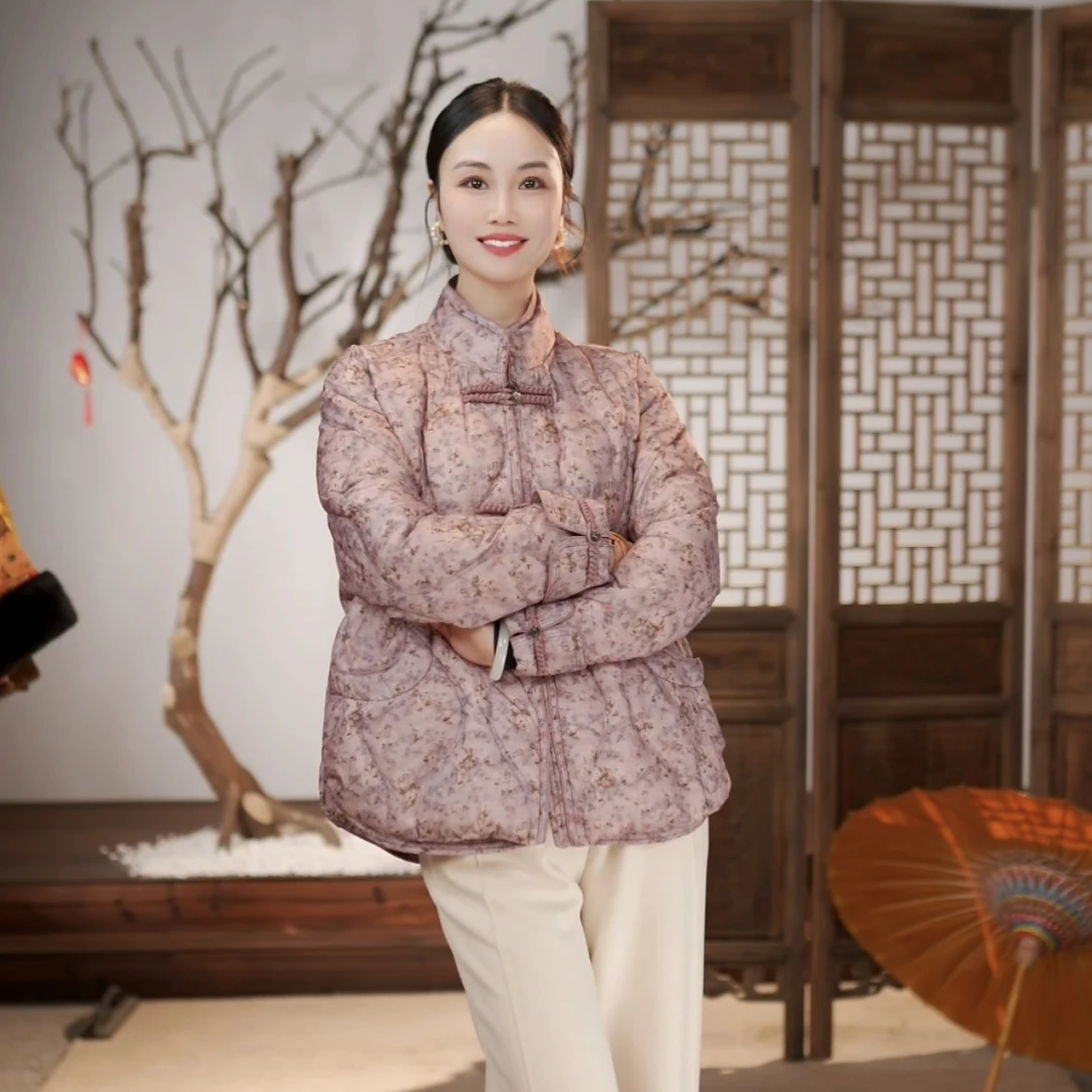 【东方婵韵】通勤百搭冬季秋冬小碎花保暖鹅绒服DFCY28253