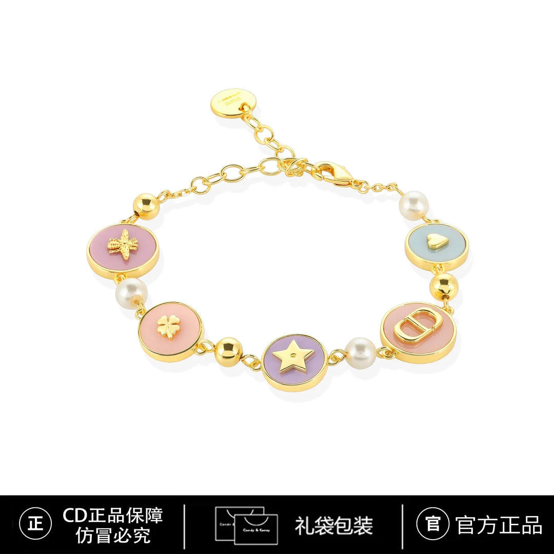 铜合金仿珍珠手链 CNC精工 CD气质轻奢彩色时尚手链3992