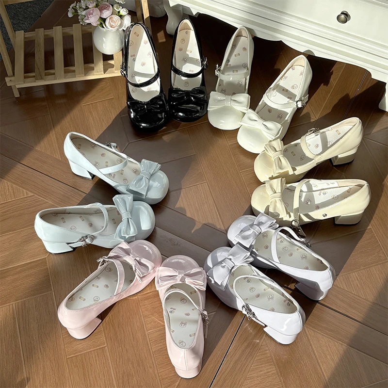 小奶芙【中跟】落寻森原创lolita鞋圆头可爱lo鞋洛丽塔鞋