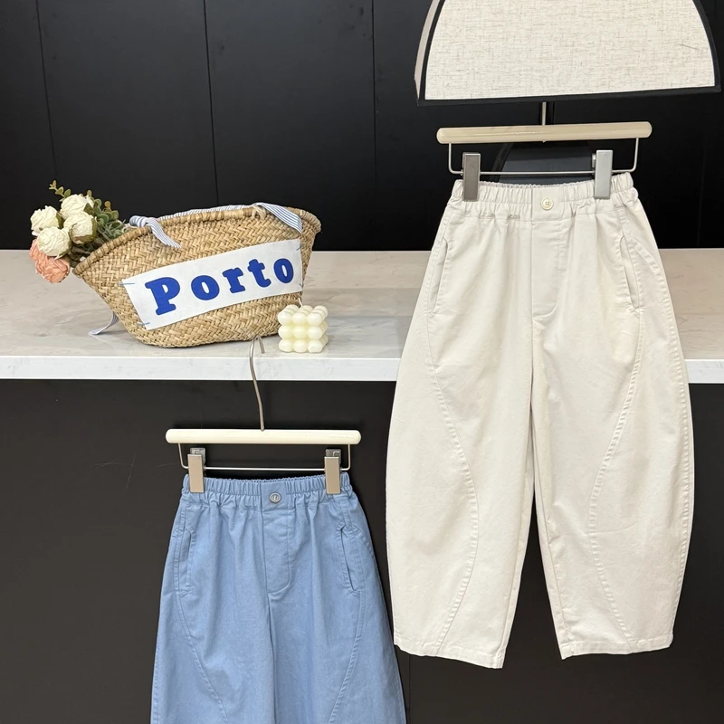 【现货】leomama女童春夏休闲弯刀裤25新款薄款休闲裤儿童宽松裤子