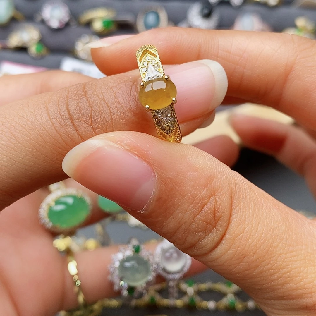 翡翠戒指银S925镶嵌111111