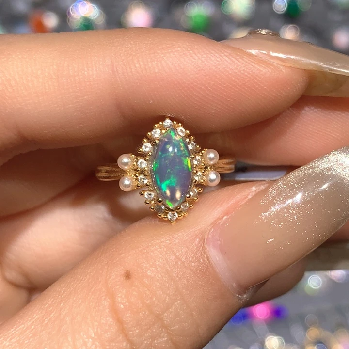 欧泊戒指h银S925镶嵌福利