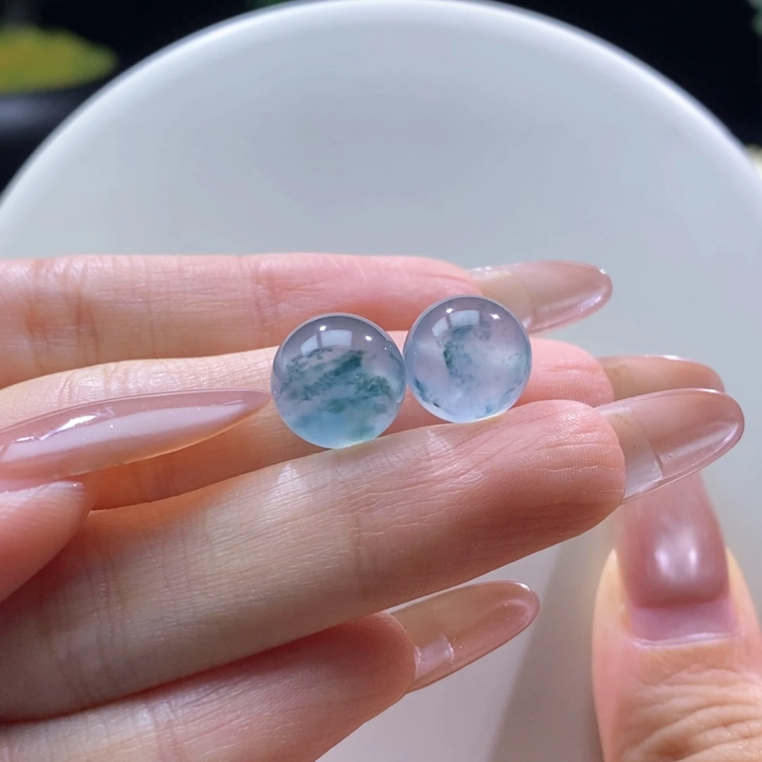 翡翠未镶嵌颈饰翡翠高冰蓝花珠12+mm多样性发一
