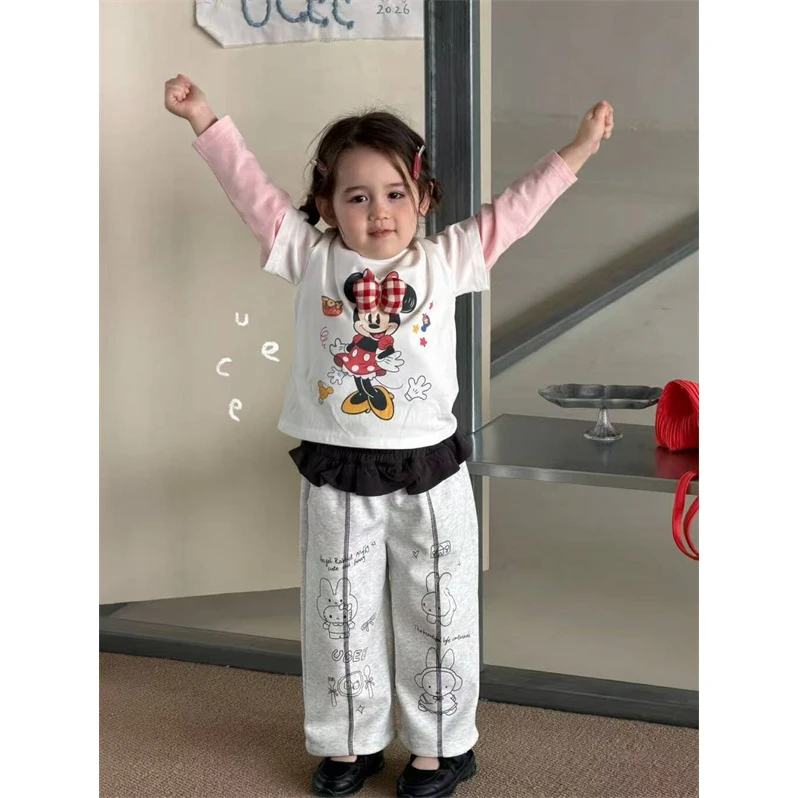 【屁帘裤】】釉兮·26春～女童撞色腰口卡通休闲卫裤271022（童装汉服）