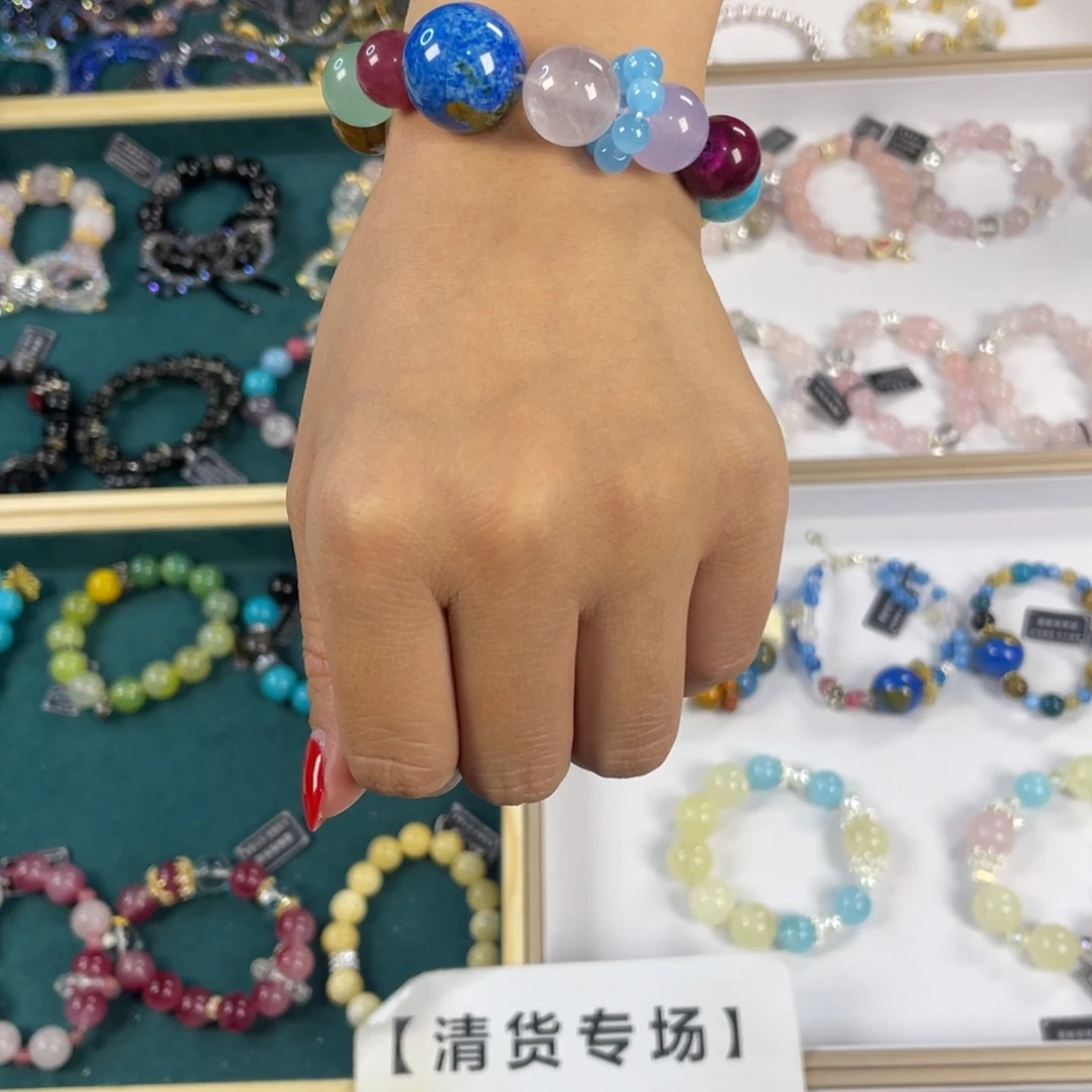 水晶手链银S925镀金镶嵌