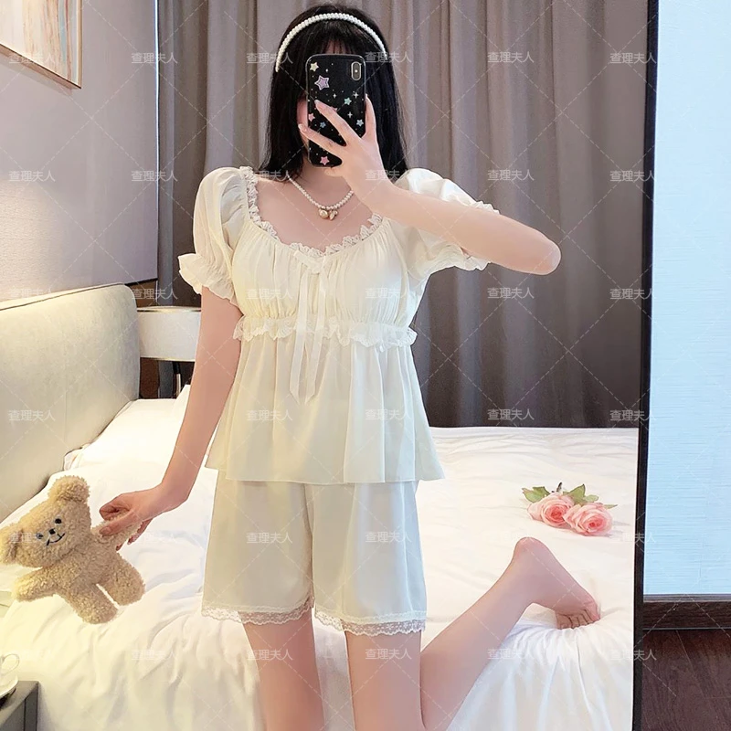 查理夫人【夏之物语】气质夏季新款睡衣女夏休闲性感家居服睡衣女