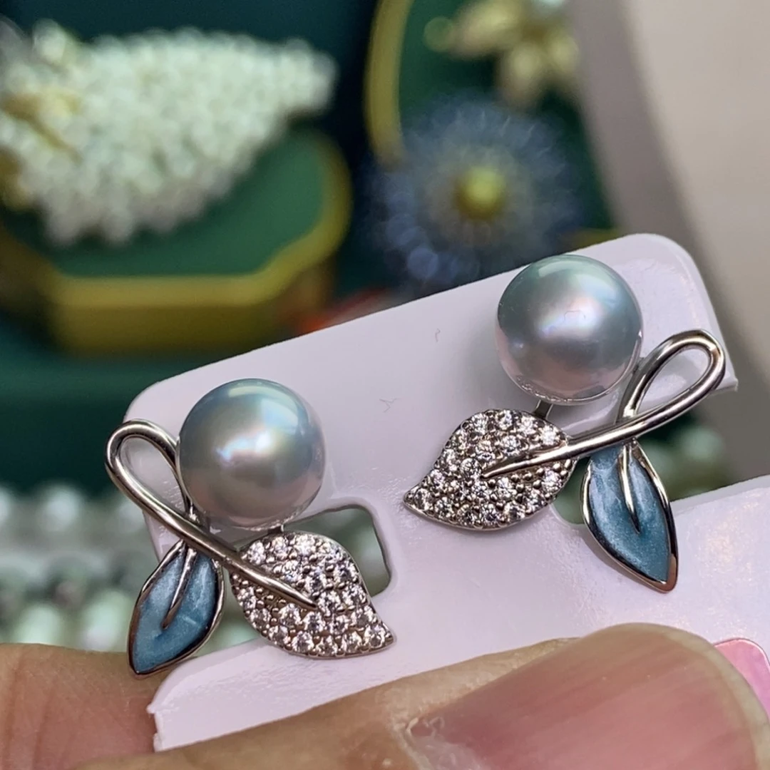 银S925镶嵌耳饰海水珍珠