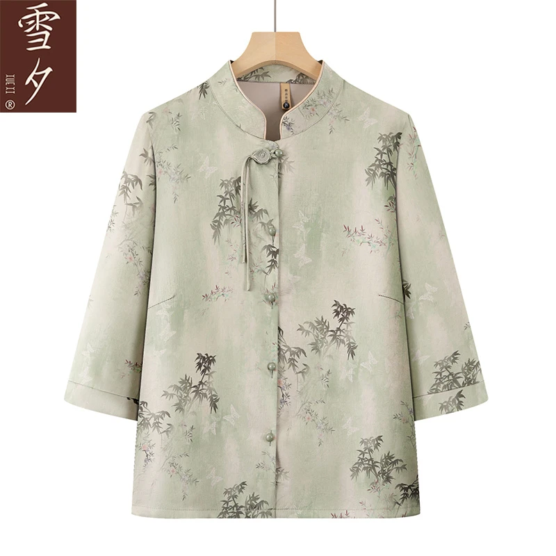 新中式妈妈夏装中袖衬衫2025新款奶奶衬衣中老年人女时尚气质小衫