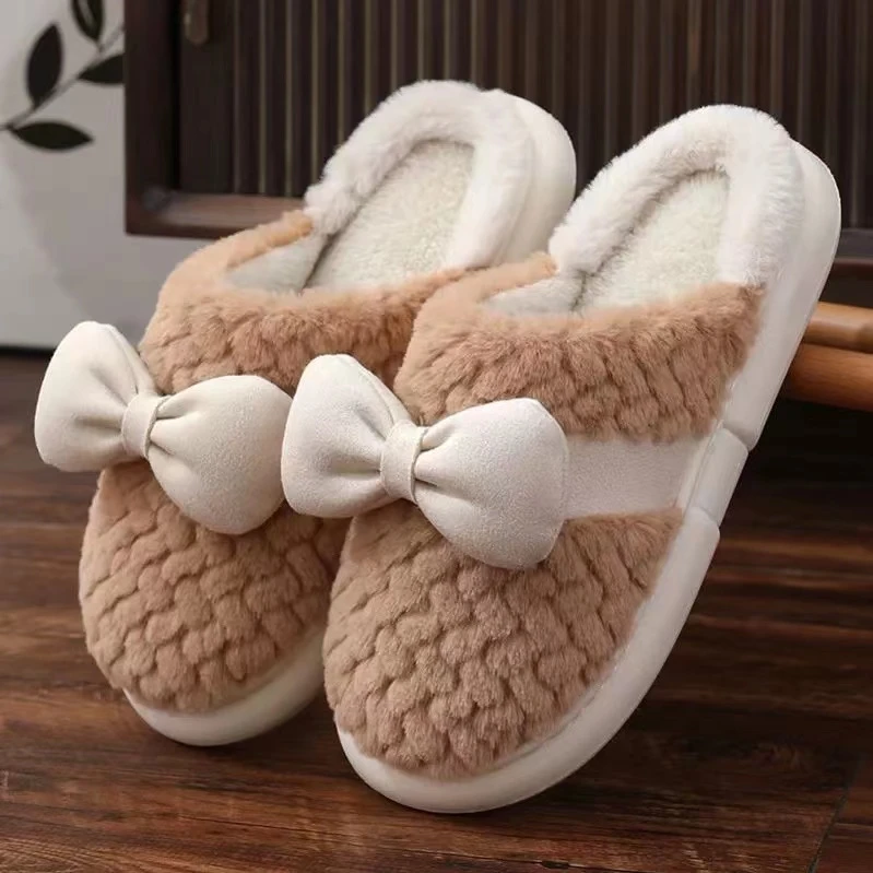 棉拖鞋情侣居家厚底防滑毛绒保暖网红棉拖鞋情侣居家厚底毛拖D057