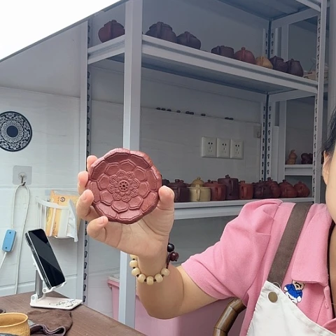 朱泥茶案可以插香的杯垫
