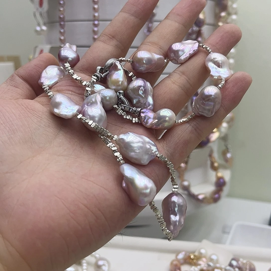 淡水珍珠银S925镶嵌颈饰宿*