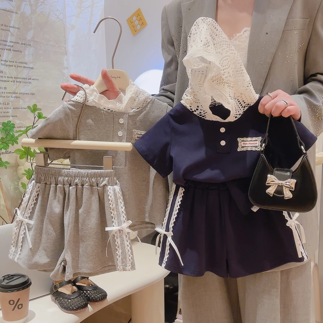 女童韩系套装2025夏季新款女宝连帽短袖短裤两件套