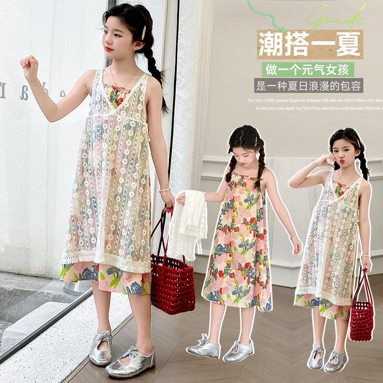 套装波西米亚夏季印花女童中大童