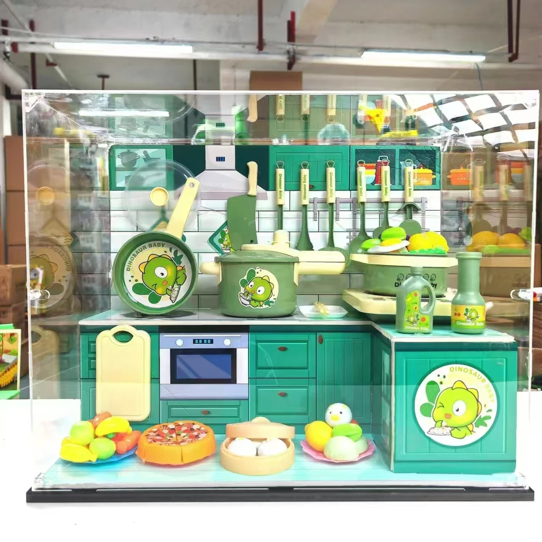 T 绿色恐龙仿真厨房过家家做饭玩具(不含背景柜)电商盒发货