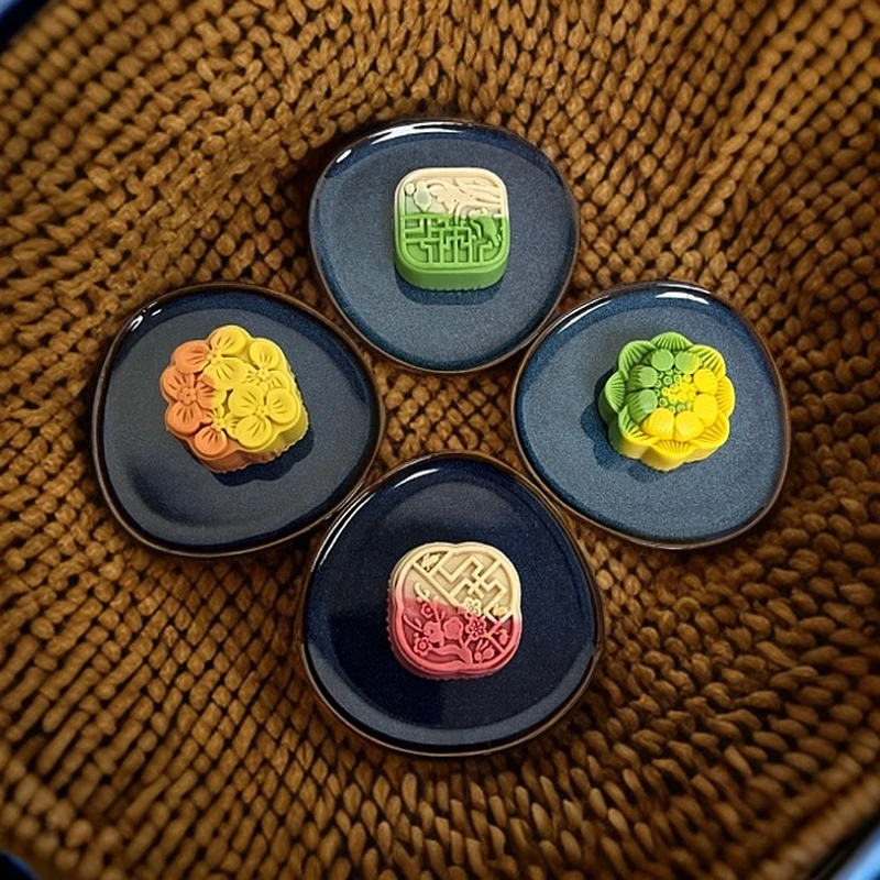 新款【4个装】点心碟辣3220复古创意陶瓷碟子蓝色家用