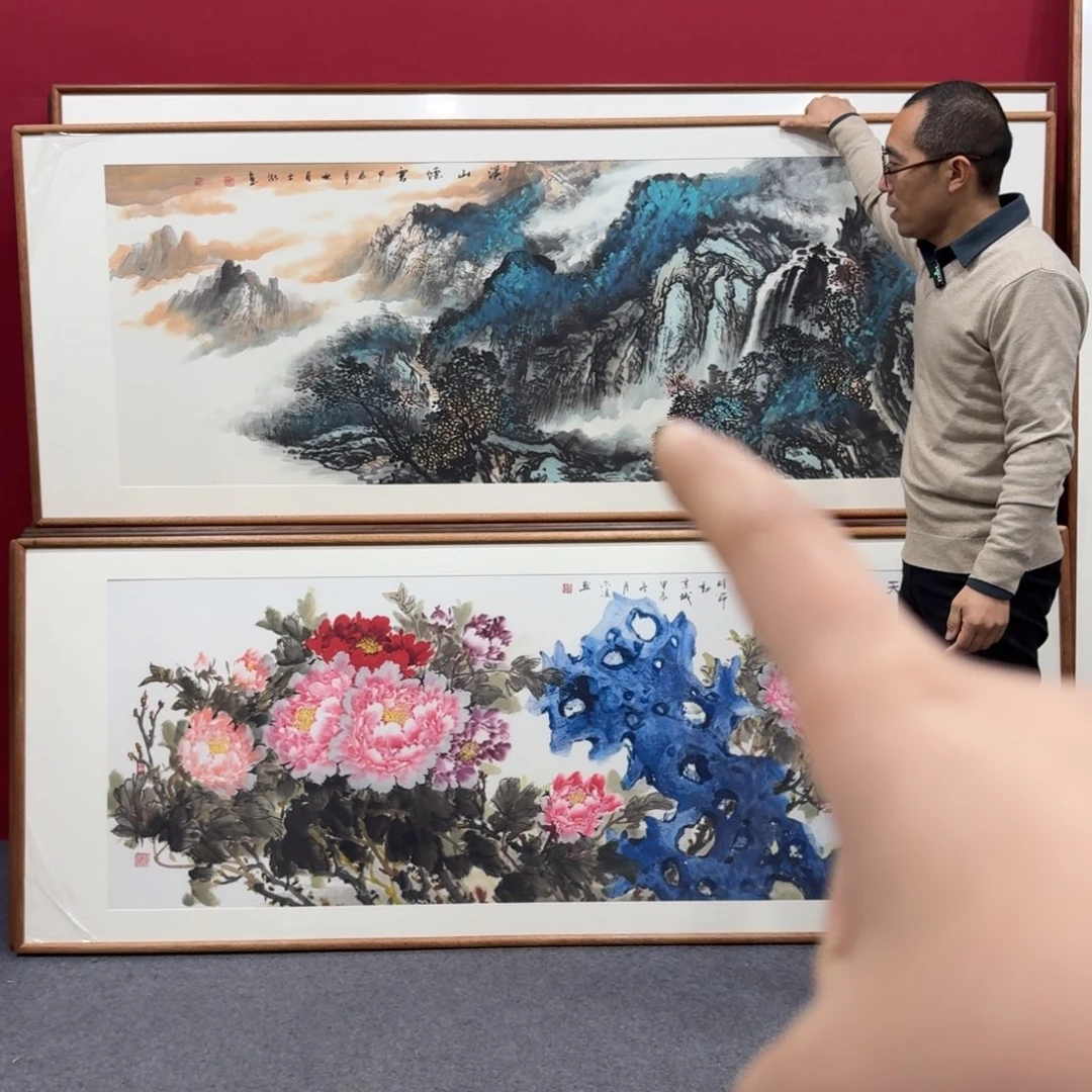 国画带框绘画210/80尺寸