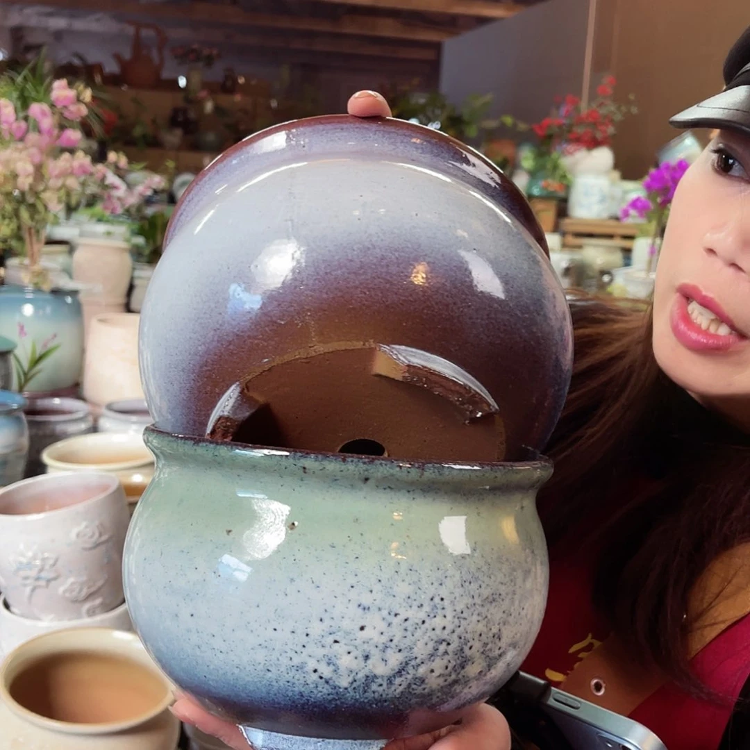 紫砂花盆高度13口径20瑕疵颜色随机