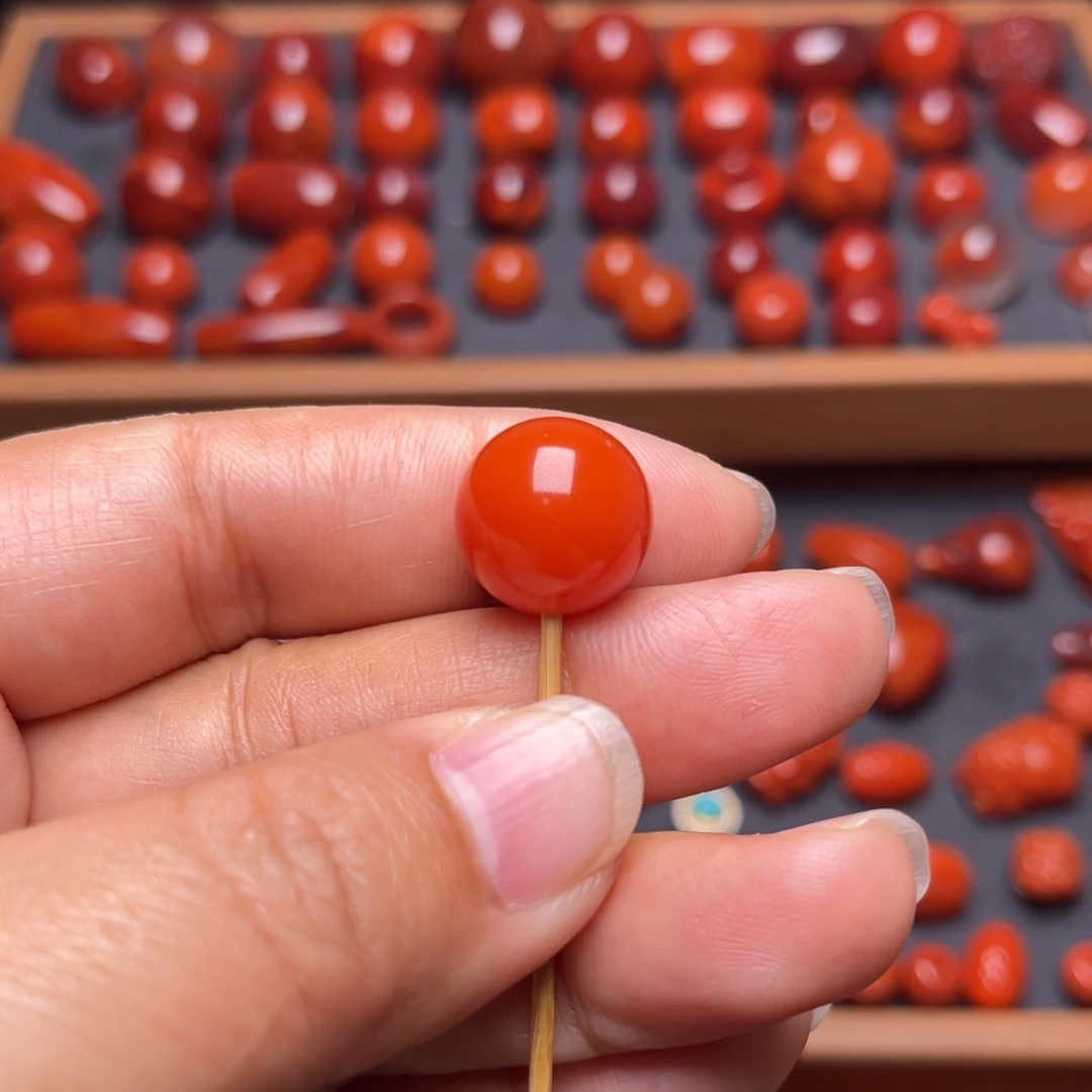 南红玛瑙配饰未镶嵌保山圆珠卡14.2mm