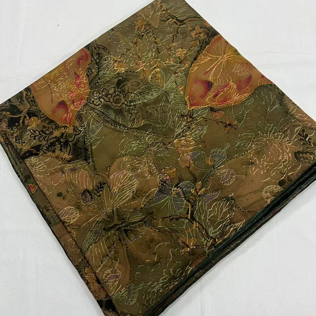 140香云纱方巾-青芷蝶衣 湖丝135cm丝巾