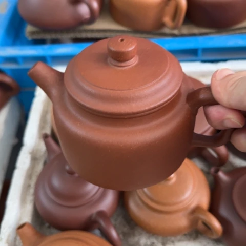 月***解茶壶紫砂红降坡泥300cc