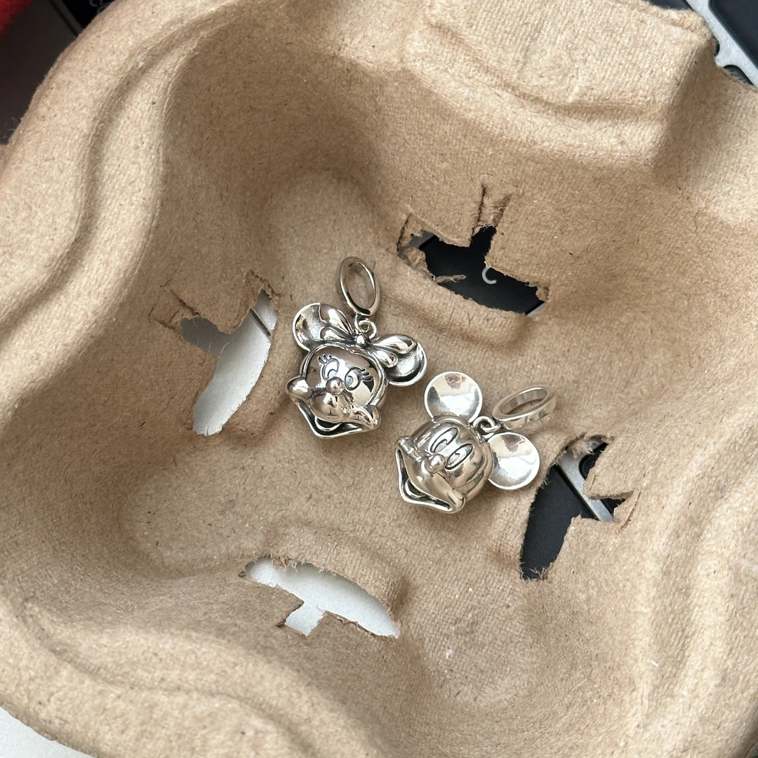 吊坠925银 ins风时尚简约百搭气质女米奇米妮头吊坠 3729