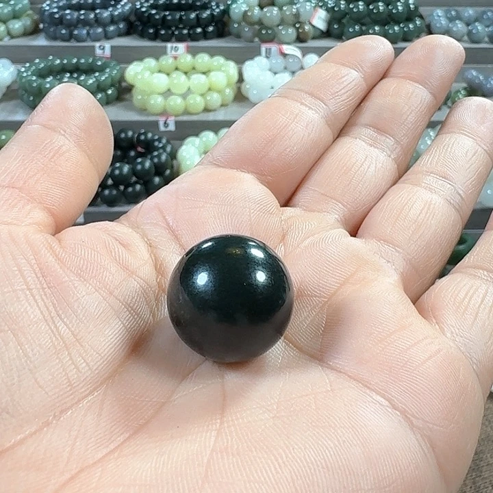 和田玉颈饰未镶嵌新疆黑青单珠卡20