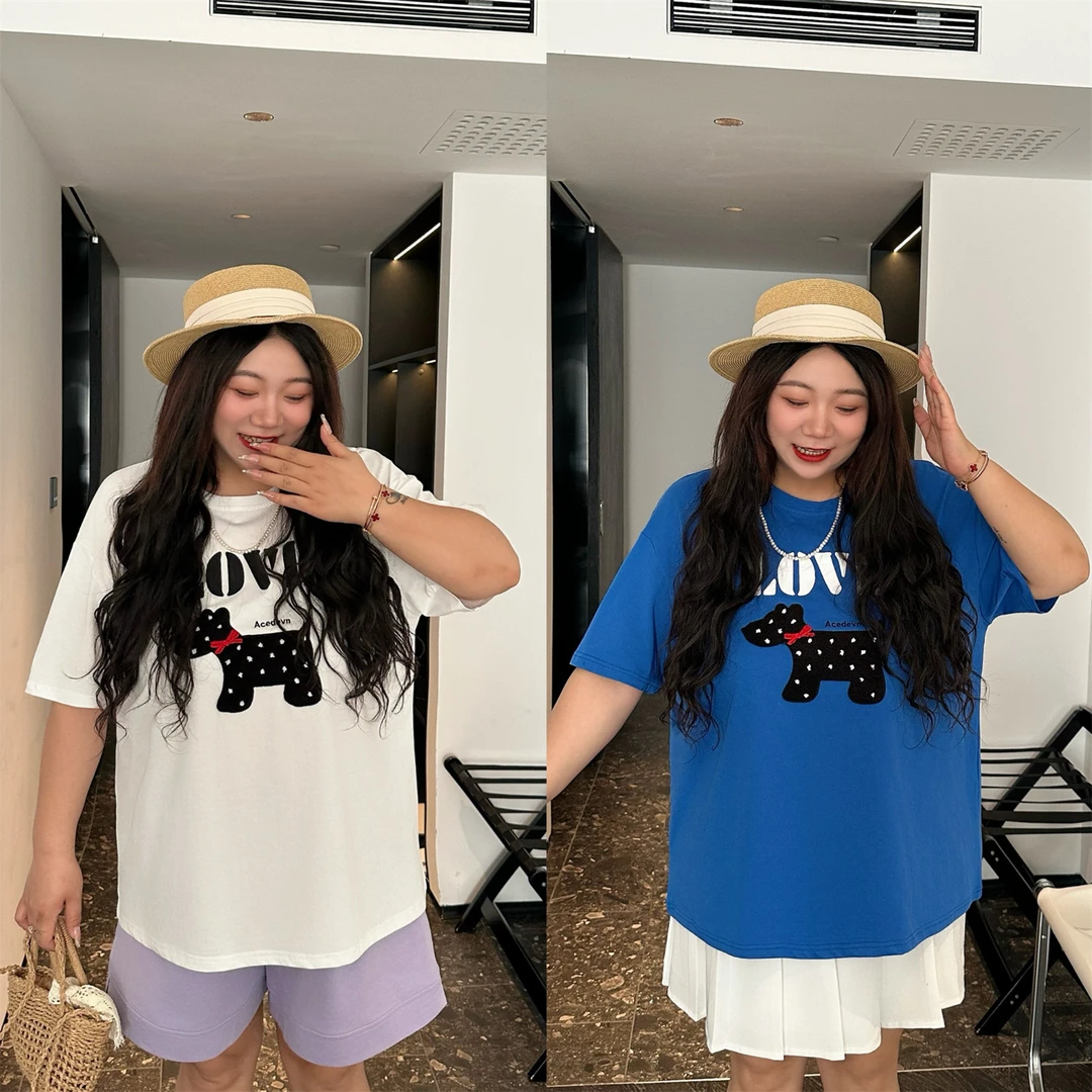 断码捡漏H野径速写/ 重工小狗港风刺绣T恤 15146花契大码200斤