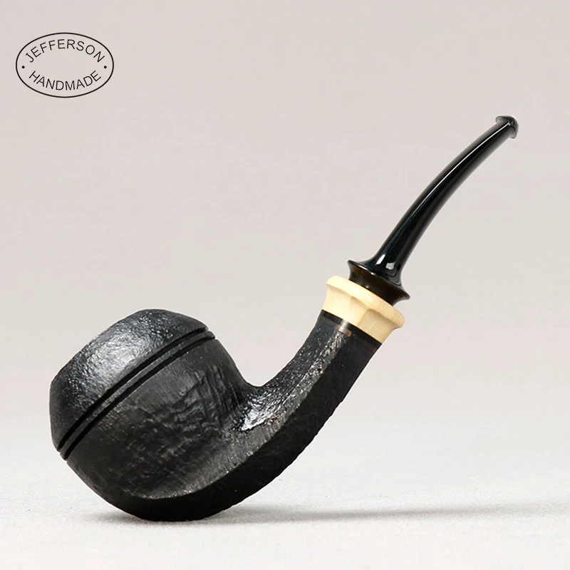 新手入门 杰弗森 卢泳工作室 喷砂黑色牛头  石楠木烟斗
