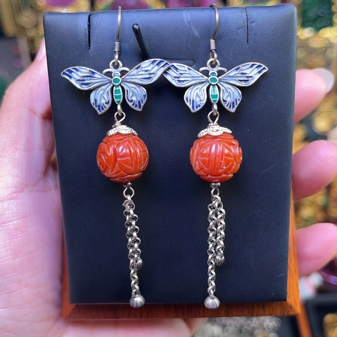 未镶嵌翡翠耳坠翡翠老银耳坠