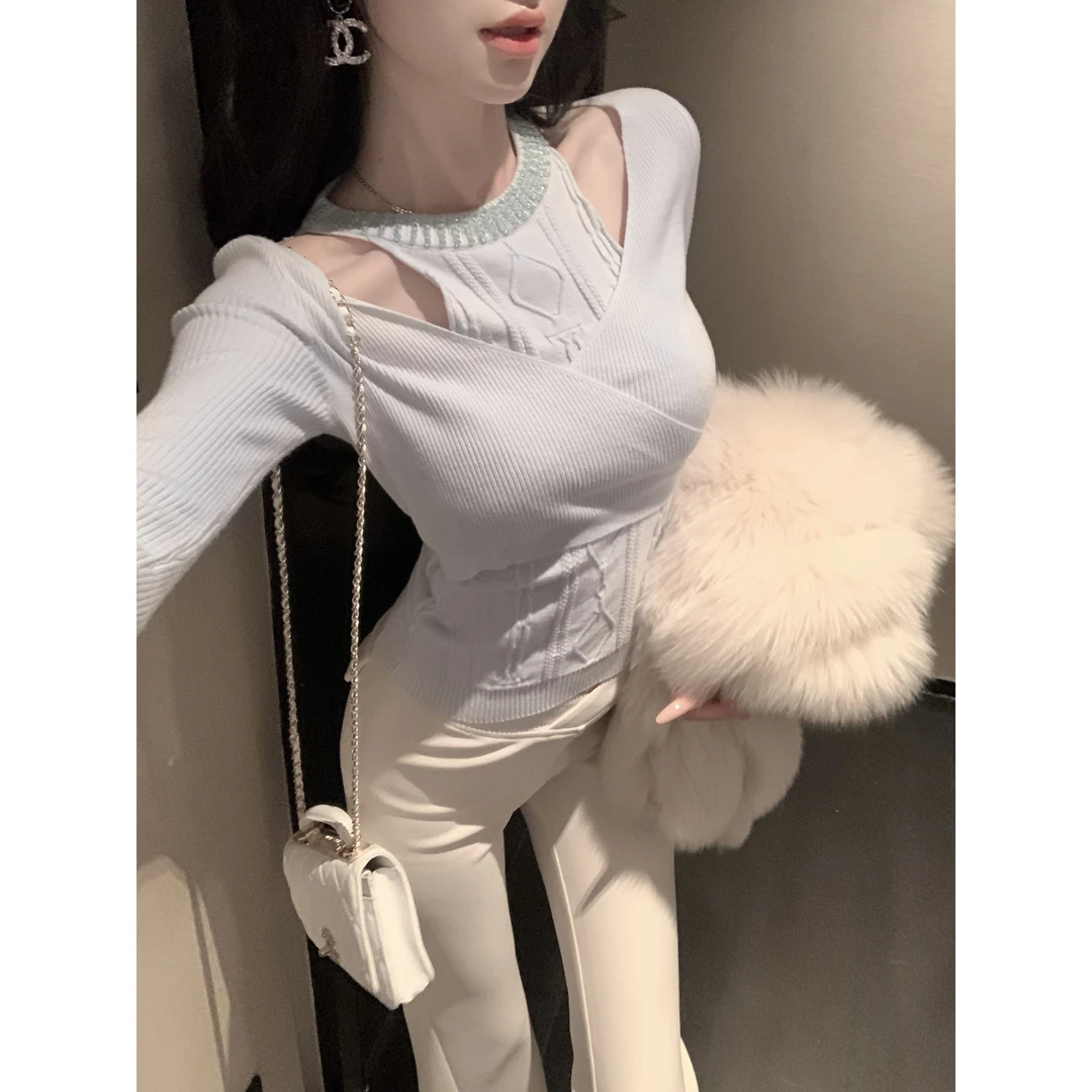 【雅乔定制】艺术系学姐 设计感假两件毛衣女针织打底DYYK-25102709