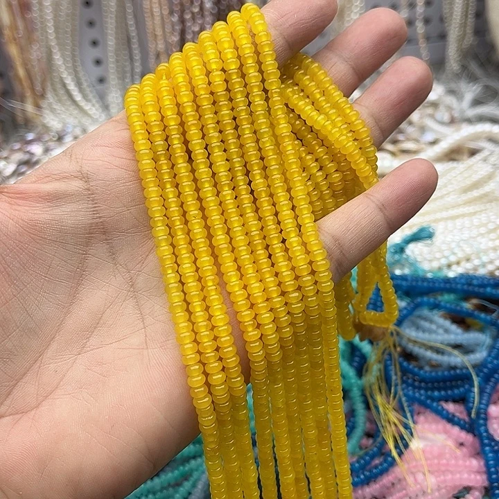 玛瑙/玉髓未镶嵌珠宝半成品一条4/2mm左右黄玛瑙算盘珠