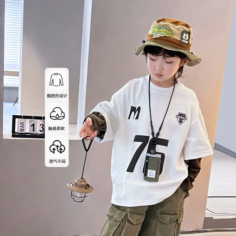 儿童卫衣假两件长袖上衣男童休闲宽松  5028233O2