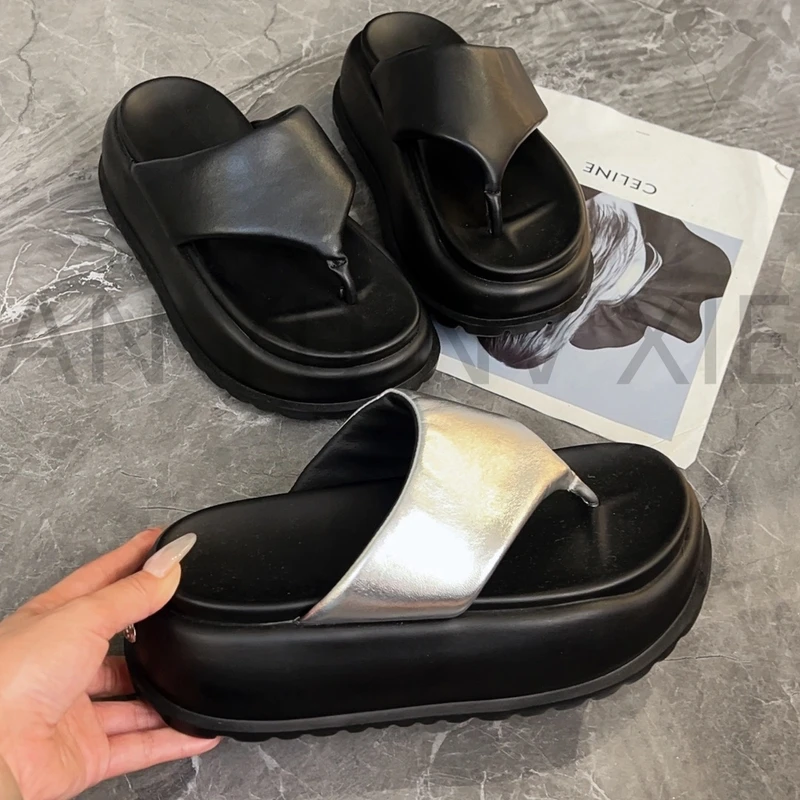 厚底坡跟拖鞋女夏外穿2025新款网红海边沙滩休闲凉拖人字拖909-32