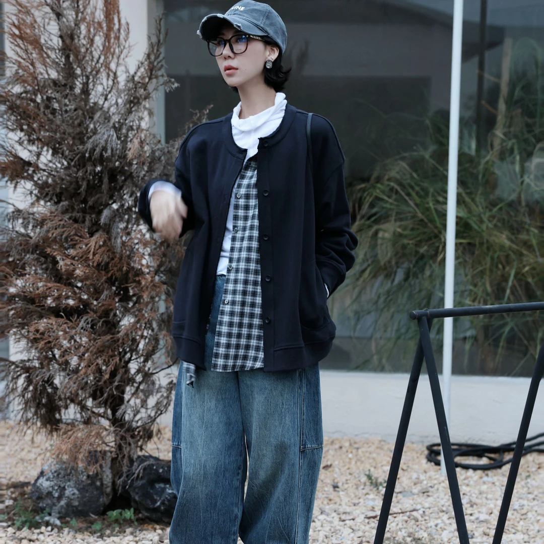 TT设计师【小调协奏】复古感层次感假两件设计女外套TT191265