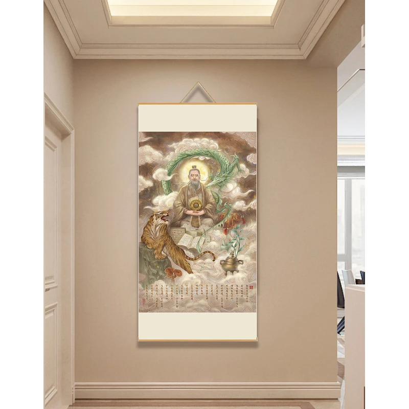 【122药王菩萨】60x120cm现代简约挂轴装饰画办公室家居装饰画