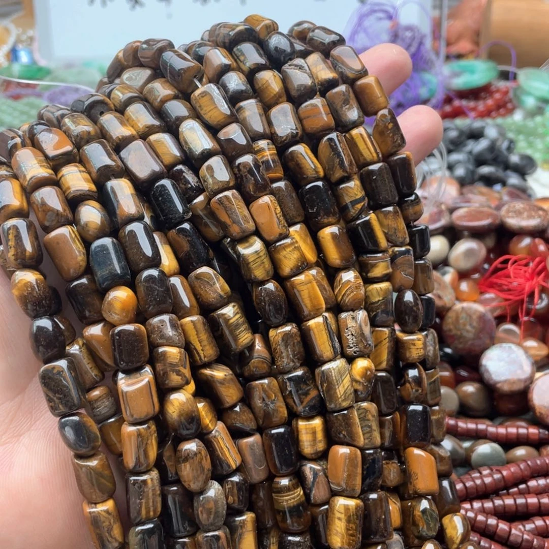 玛瑙/玉髓合金珠宝半成品两条装虎眼桶珠随行珠卡7+m