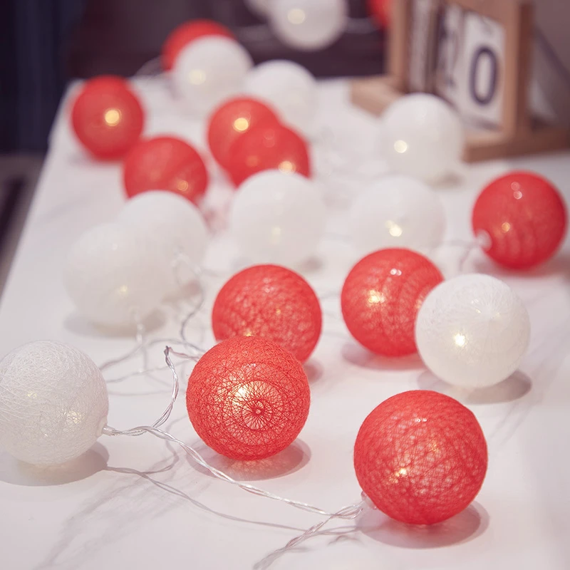 新款led棉线球彩灯装饰品过年家用客厅房间氛围节日喜庆布置道具