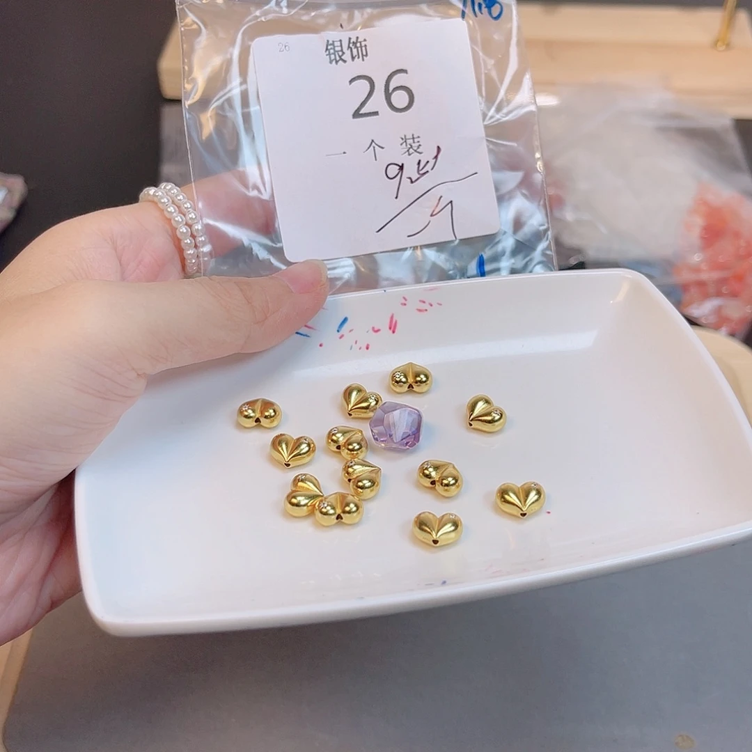 水晶珠宝半成品银S925镀金镶嵌26 。