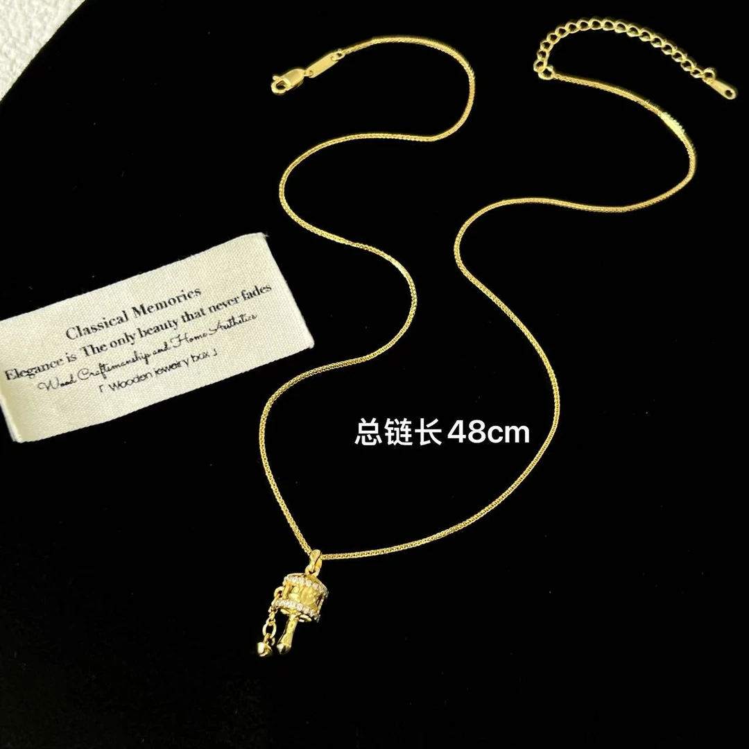 坠链均925银 新中式转经筒百搭项链