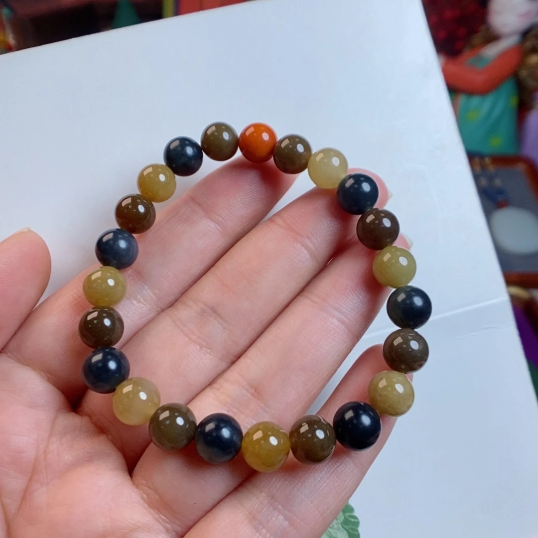 和田玉手链未镶嵌8多宝