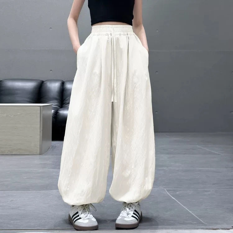 夏季女童裤子2025儿童夏季薄款韩版880278中大童净色束口灯笼裤